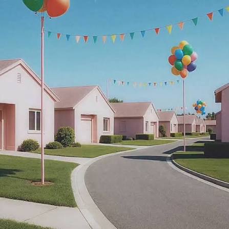 Calle con globos