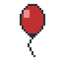 Icono de globo rojo con cuerda